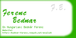 ferenc bednar business card